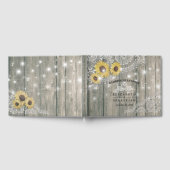 Wood Sunflower Lace String Light Wedding Guestbook Gastenboek (Volledig)