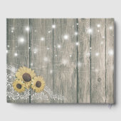 Wood Sunflower Lace String Light Wedding Guestbook Gastenboek (Achterkant)