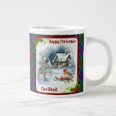 Wood Tartan & Robin Christmas Personalized Grote Koffiekop (Rechts)