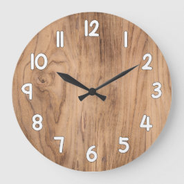 Wood Texture Wall Clock – Natural Rustic Home Deco Grote Klok