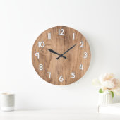 Wood Texture Wall Clock – Natural Rustic Home Deco Grote Klok (Huis)