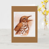 Wood Thrush - Bird Note Kaart (Gele Bloem)