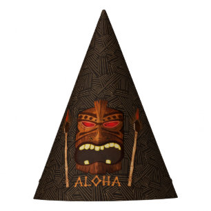 Wood Tiki Mask  Retro ALOHA Birthday Party Feesthoedjes