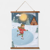 Wood Topped Wall Tapestry "Joyful skater" Hangend Wandkleed (Voorkant)