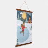 Wood Topped Wall Tapestry "Joyful skater" Hangend Wandkleed (Gebogen)