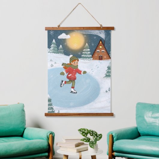 Wood Topped Wall Tapestry "Joyful skater" Hangend Wandkleed (Woonkamer)
