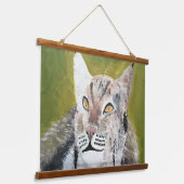 Wood Topped Wall Tapestry of a lynx cat Hangend Wandkleed (Gebogen)