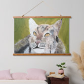 Wood Topped Wall Tapestry of a lynx cat Hangend Wandkleed (Slaapkamer)