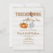 Wood Touchdown Tiny Toes Autumn Boy Baby shower Kaart (Voorkant)