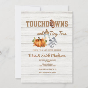 Wood Touchdown Tiny Toes Autumn Boy Baby shower Kaart
