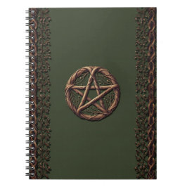 Wood Twig Pentacle Olive Green Wiccan Notitieboek