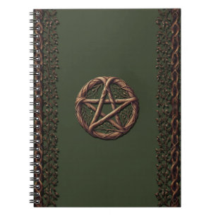 Wood Twig Pentacle Olive Green Wiccan Notitieboek