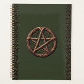 Wood Twig Pentacle Olive Green Wiccan Planner (Voorkant)