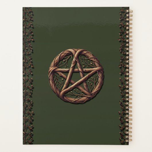 Wood Twig Pentacle Olive Green Wiccan Planner (Achterkant)