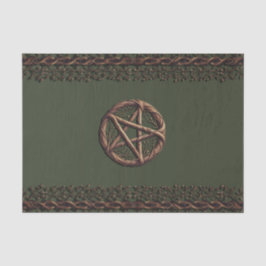 Wood Twig Pentacle Olive Green Wiccan Tissuepapier