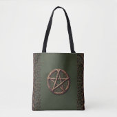Wood Twig Pentacle Olive Green Wiccan Tote Bag (Voorkant)