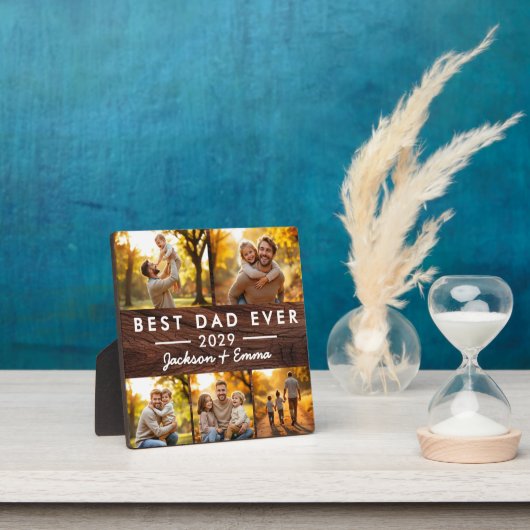 Wood Vaderdag Beste vader ooit 5 Fotocollage Fotoplaat (Insitu)