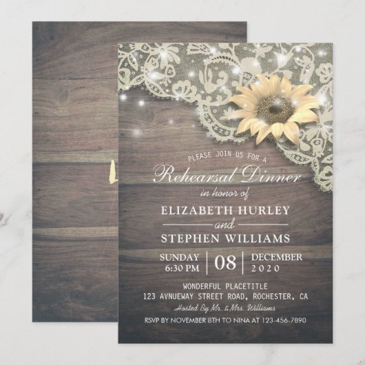 Wood van het huwelijk Licht Kaart (Voorkant / Achterkant)