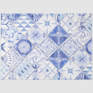 Wood van vuurhuis Muted Blue Diamond Tile Wood Dec Tissuepapier