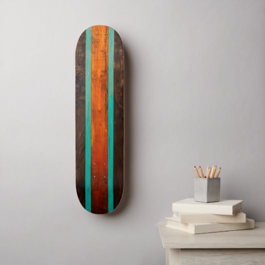 Wood vintage design skateboard (Muurkunst)