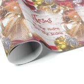  Wood w / Jesus reden seizoen Kerstmis Cadeaupapier (Rol Hoek)