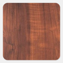 Wood WALNUT afwerking KOPEN BLANK Blanche + TEKST Vierkante Sticker