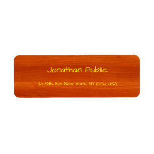 Wood Walnut Handgeschreven Script Name Gold Text Etiket