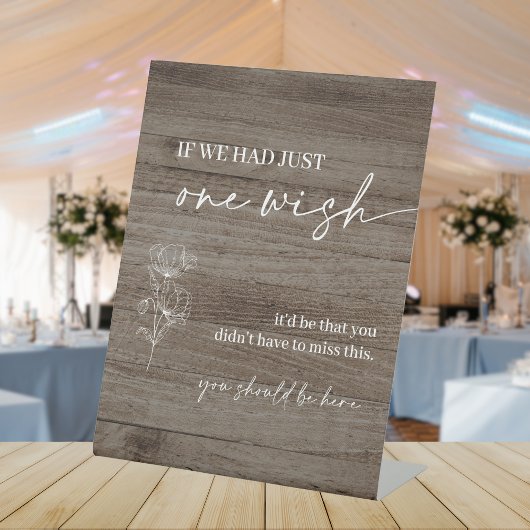 Wood Wedding Memorial Wish You Were Here Teken Reclamebord Met Voetstuk