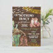 Wood Western Niets Fancy Alleen Liefde Trouwen Kaart (Staand voorkant)