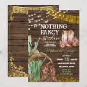 Wood Western Niets Fancy Alleen Liefde Trouwen Kaart (Voorkant / Achterkant)