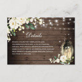 Wood White Rose Bloemenlantaarn Bruiloft Details Informatiekaartje (Voorkant)