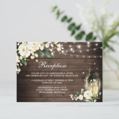 Wood White Rose Bloemenlantaarn Huwelijksreceptie Informatiekaartje (Staand voorkant)