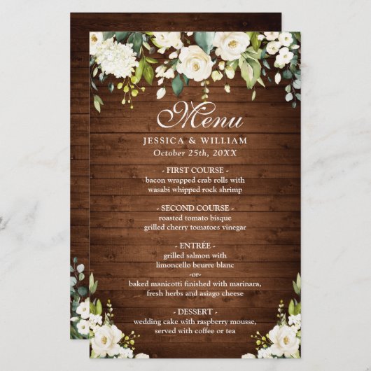 Wood & White Rose Rustic (Voorkant / Achterkant)