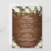 Wood- & White Rose Rustic Menu Bigdenmenu Kaart (Voorkant)