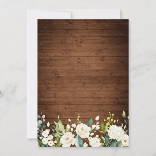 Wood- & White Rose Rustic Menu Bigdenmenu Kaart (Achterkant)