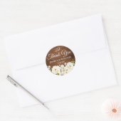 Wood White Roses Bloemen Rustieke Waterverf Bruilo Ronde Sticker (Envelop)