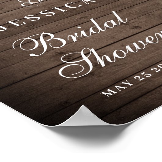 Wood & White Roses Greenery Vrijgezellenfeest Welk Poster (Hoek)