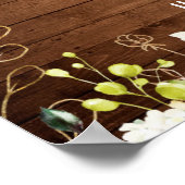 Wood & White Roses Greenery Vrijgezellenfeest Welk Poster (Hoek)