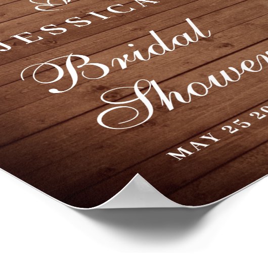 Wood & White Roses Greenery Vrijgezellenfeest Welk Poster (Hoek)