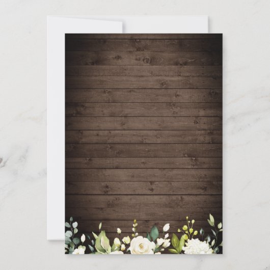 Wood White Roses Lantaarn Rustieke Waterverf bruil Kaart (Achterkant)