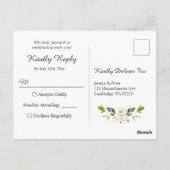 Wood White Roses Rustic Wedding RSVP Briefkaart (Achterkant)