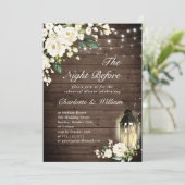 Wood Witte rozen & Lantaarns repetitie Dinner Kaart (Staand voorkant)