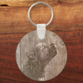 Wood Wolf Pup Art Sleutelhanger (Voorkant)