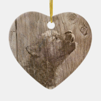 Wood Wolf Pup Keramisch Ornament