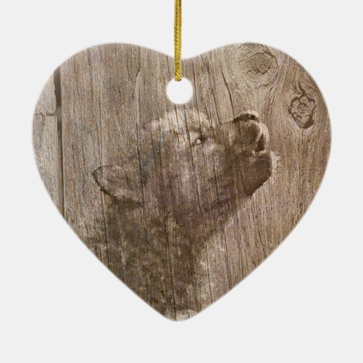 Wood Wolf Pup Keramisch Ornament (Achterkant)