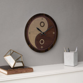 Wood Yin Yang Wall Clock Grote Klok