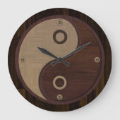 Wood Yin Yang Wall Clock Grote Klok (Voorkant)