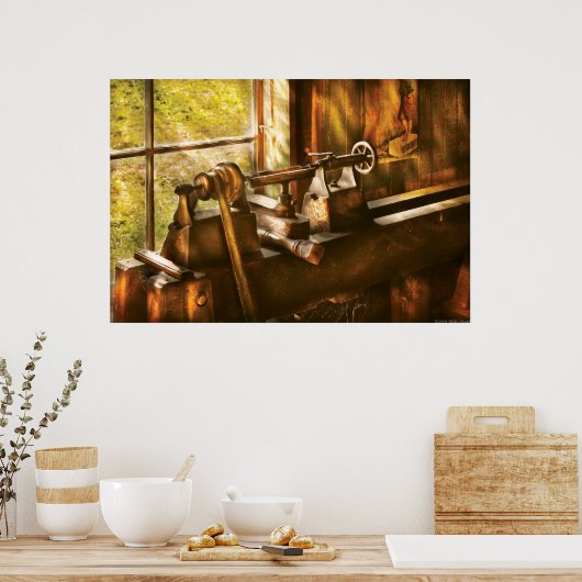 Woodarbeider - Een oud Lathe Poster (Keuken)