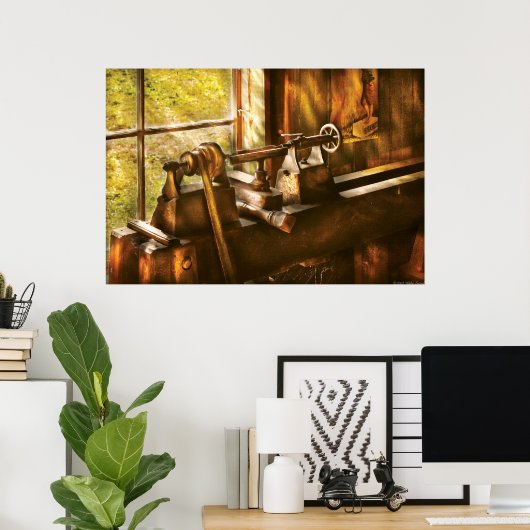 Woodarbeider - Een oud Lathe Poster (Thuiskantoor)