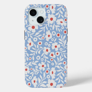 Woodblock bloemenpatroon iPhone 15 case